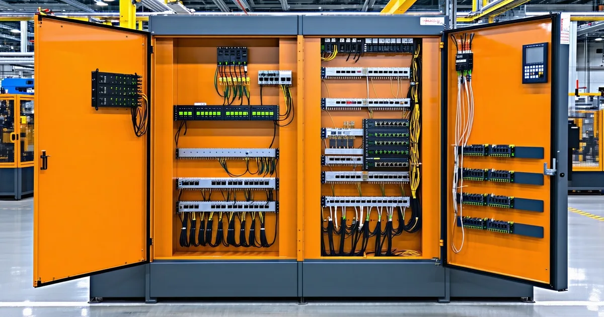 Industrial control panel with PLC and network interfaces for MES integration